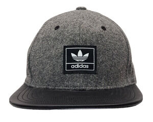 Adidas Trefoil Snapback Hat Cap Grey/Black Wool Blend One Size Fits Most OSFM